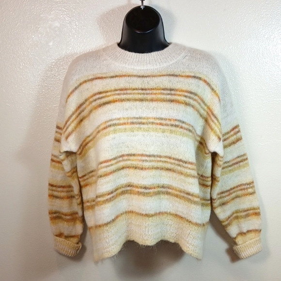 Isabel Marant Etoile GATLINY Alpaca blend fuzzy knit sweater in yellow size 6 - Picture 2 of 6